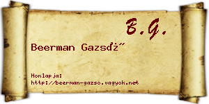 Beerman Gazsó névjegykártya